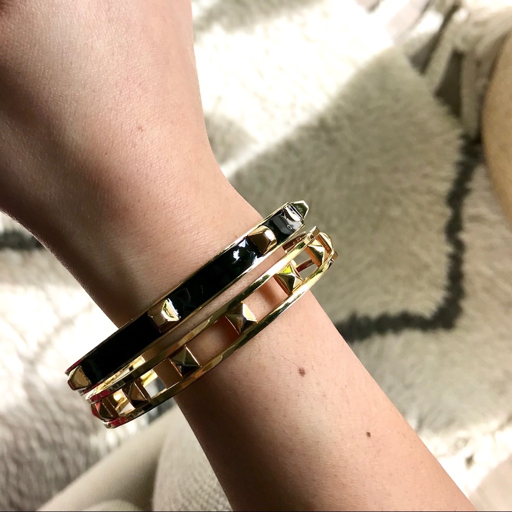 J. Crew Gold & Black Tone Bangle Bracelets - Picture 3 of 5